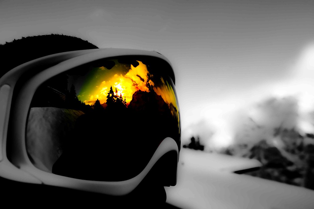 Prescription ski goggles on the mountain
